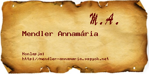 Mendler Annamária névjegykártya